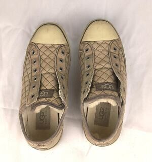UGG Taupe Leather Shearling JEMMA Laceless Slip On Sneakers Size 6.5